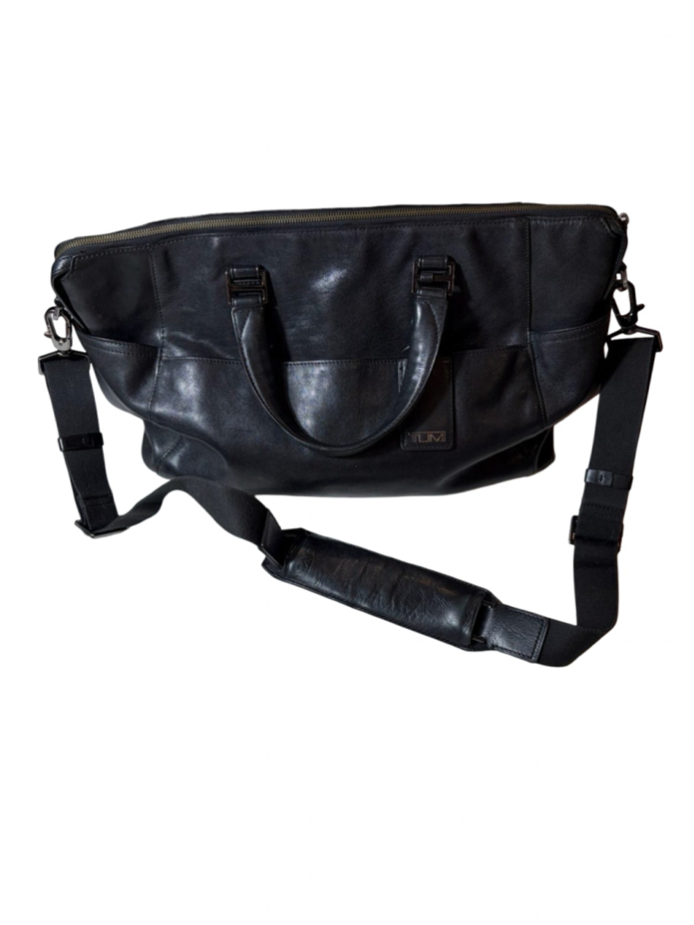 TUMI Black Leather Travel Tote Briefcase Shoulder Bag Organizer